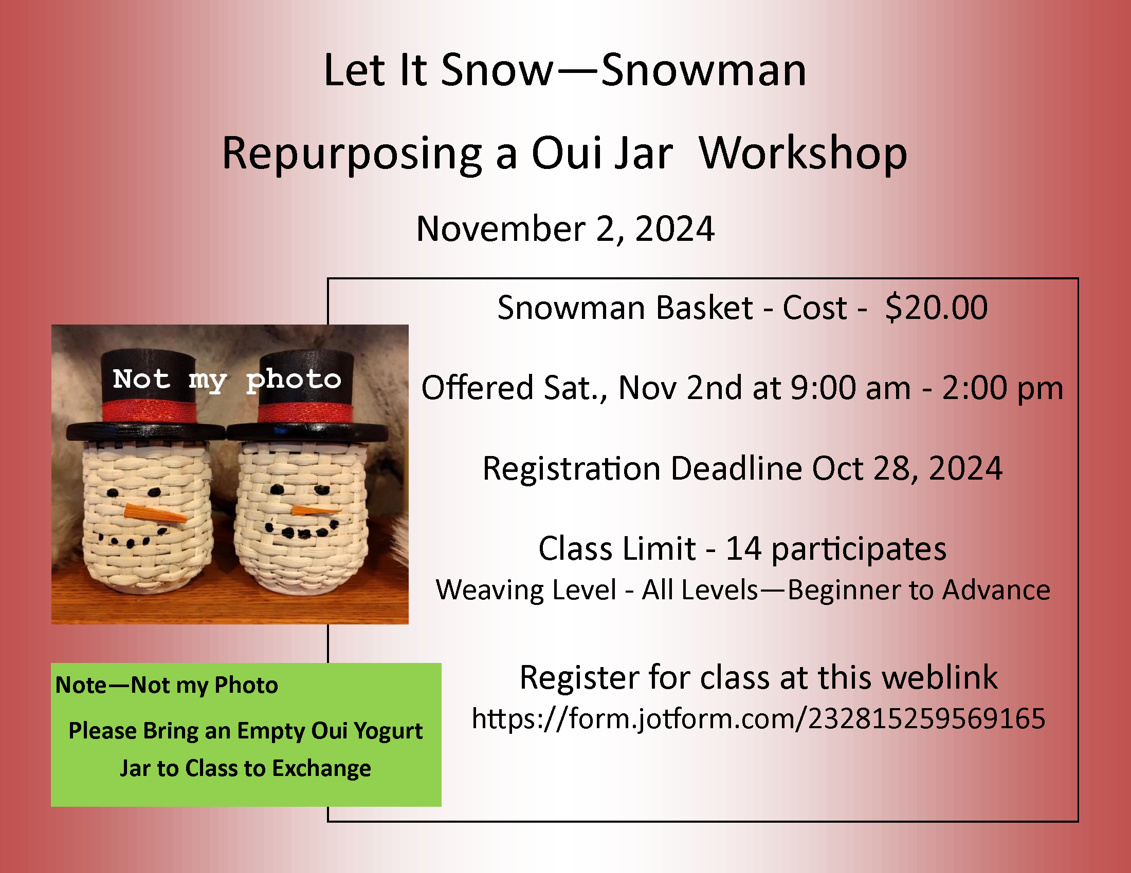 Snowman Basket Class 